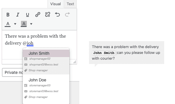 Enhanced Order Notes - Tagging colleagues with @ mentions
